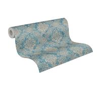 A.S. Création Papel Pintado de Vinilo - Papel Pintado Barroco en Azul, Marrón y Plata - Papel de Pared para Varios Espacios - Papel Pintado de Pared de 10,05 m x 0,53 m
