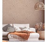 A.S. Création WTD 389213 Terra Action - Papel pintado para azulejos (10,05 x 0,53 m), diseño vintage de azulejos, color rosa y crema