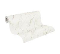 A.S. Création WTD 393363 - Papel pintado (10,05 x 0,53 m), diseño de mármol, color blanco y champán metálico