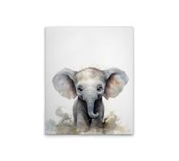 A.S. Création WTD DD132976 - Lienzo decorativo (40 x 50 cm), diseño de elefante infantil, color blanco y verde