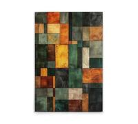 A.S. Création WTD DD133345 - Lienzo decorativo (80 x 120 cm), diseño de bloques de ajedrez, color verde y amarillo