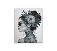 A.S. Création WTD - Lienzo decorativo (40 x 50 cm), diseño de chica de flores, color azul y gris