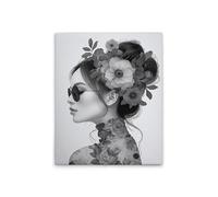 A.S. Création WTD - Lienzo decorativo (40 x 50 cm), diseño de chica de flores, color gris y negro