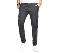 A. Salvarini - Pantalones cargo de tela para hombre, antracita, 34W x 34L