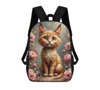A Scruffy, Wide-eyed Cartoon Cat with A Huge Shiny Black Nose And Messy Black-and-white Fu Mochila Escolar De 17 Pulgadas Para Adolescentes, Con Estampado 3D, Ajustable Y Con Bolsillos, Ideal Para Niñ