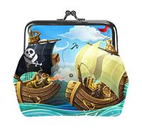 A sea Battle of Wooden Ships Buckle Coin Purse Vintage Pouch Buckle Clutch Bag Kiss-Lock Change Purse Floral Closure Wallets for Women Girl, Multicolor 10, Talla única, Organizador de bolsas