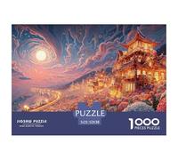 A Seaside Town with Houses Made of Flowers 1000 Piece Corte Preciso Rompecabezas Dreamlike Pavilion Vibrante Jigsaw Regalo Niños 52x38cm/1000pcs