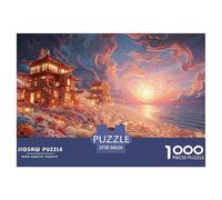 A Seaside Town with Houses Made of Flowers 1000 Pièces Rompecabezas Dreamlike Pavilion Desafiante Único para Adultos Jouets De Défi Familial 38x26cm/1000pcs