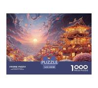 A Seaside Town with Houses Made of Flowers 1000 Piezas Corte Preciso Rompecabezas Dreamlike Pavilion Familia Jigsaw Educativo Adultos 52x38cm/1000pcs
