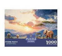 A Serene African Savannah at Sunset 1000 Pcs Ökopapier Puzzle African Savannah Lebendige Bilder Familienspiel Puzzles Für Erwachsene Und Kinder 38x26cm/1000pcs