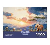 A Serene African Savannah at Sunset 1000 Stück Ökopapier Puzzle African Savannah Lebendige Bilder Familienspiel Puzzles Für Erwachsene Und Kinder 52x38cm/1000pcs