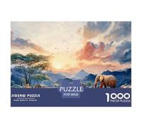A Serene African Savannah at Sunset 1000 Stück Premium-Karton Puzzle African Savannah Lebendige Bilder Kreatives Spiel Puzzles Als Geburtstagsgeschenke 38x26cm/1000pcs