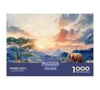 A Serene African Savannah at Sunset 1000 Stück Premium-Karton Puzzle African Savannah Stressabbau Familienspiel Puzzles Als Wohnaccessoires 52x38cm/1000pcs