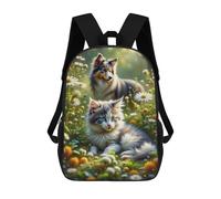 A Serene Outdoor Scene Featuring A Playful Kitten And A Dog in A Lush Green Setting. In Th Mochila Escolar Infantil Impresa En 3D 17inch Mochilas De Moda Para Niños De Primaria Y Secundaria