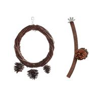 (A set) Columpio de madera de enredadera natural para pájaros, percha, juguete para moler, soporte para loros, jaula