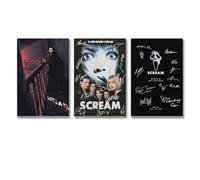 A Set of 3 Scream Poster Movie Classic Horror Film Vintage Poster Para Habitación, Arte Estético de Pared de Lienzo Decoración de Dormitorio Póster 08 x 12 pulgadas (20 x 30 cm)-3 piezas