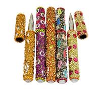 A Set Of 5Pcs Indian Handmade Home Decorative Useful Blue Pens 13cm Multi Colour