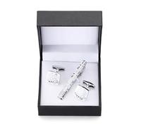 A Set Of Tie Clip Carved Cufflinks Anchor Sax Crystal Black Square Box(Color 8)