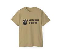 A Shirt Shop GymRat 008 May The Gains be with You | Camiseta unisex con temática de fitness, regalo para los amantes del fitness, camiseta de entrenamiento, Beige Bronceado, XX-Large
