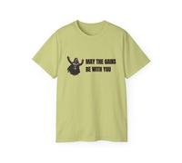 A Shirt Shop GymRat 008 May The Gains be with You | Camiseta unisex con temática de fitness, regalo para los amantes del fitness, camiseta de entrenamiento, Pistacho, Large