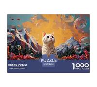 A Silver-White Shorthair Kitty 1000 Pcs Cartón Fuerte Rompecabezas Vibrant Mountain Landscape Feline Liberador De Estrés Juego Creativo Puzzle para Adultos Y Niños 38x26cm/1000pcs