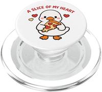 A Slice of My Heart Lindo Kawaii Goose Pizza Love Design PopSockets PopGrip para MagSafe