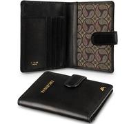 A-SLIM Gokaku - Soporte de cuero para pasaporte y cartera de viaje, organizador de accesorios de viaje para pasaporte, billetes, tarjeta de embarque, tarjetas, dinero en efectivo, cuero de vaca de