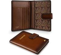 A-SLIM Gokaku - Soporte de cuero para pasaporte y cartera de viaje, organizador de accesorios de viaje para pasaporte, billetes, tarjeta de embarque, tarjetas, dinero en efectivo, cuero de vaca de