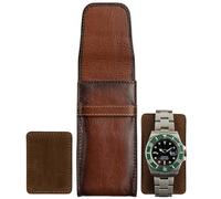 A-SLIM Tokei Bolsa de Viaje de Cuero para Reloj Hombre con Cierre de Solapa Bronceado Bruñido 12.7 Lujoso