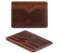 A-SLIM Yaiba - Cartera de cuero personalizada con grabado inicial personalizado | Cartera personalizada para hombre | Cartera de cuero de grano completo de primera calidad, marrón/canela, 10.5*7.5 cm,
