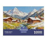 A Small Town in The Swiss Alps Puzzle De Madera Impermeable DIY Puzzles De 1000 Piezas para Adultos Divertido Rompecabezas Juegos Desafiantes