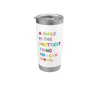 A Smile Is The Prettiest Thing You Can Wear Quotes Graphic Vaso térmico de acero inoxidable de doble pared