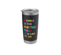 A Smile Is The Prettiest Thing You Can Wear Quotes Graphic Vaso térmico de acero inoxidable de doble pared