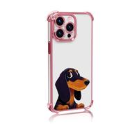 A smiling dachshund Four-corner airbags phone case TPU for iPhone 15 Plus