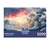 A Snowy Winter Landscape at Sunset 1000 Pcs Ökopapier Puzzle Steam Train Lebendige Bilder Kreatives Spiel Puzzles Als Geburtstagsgeschenke 38x26cm/1000pcs