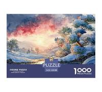 A Snowy Winter Landscape at Sunset 1000 Pcs Premium-Karton Puzzle Steam Train Stressabbau Kreatives Spiel Puzzles Als Wohnaccessoires 52x38cm/1000pcs