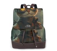 A special forces cat wearing glasses Ladies Travel Fashion Back Pack,Casual backpack,Print Women's Leather Backpack for Work