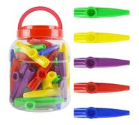 A-Star Kazoos de Plástico de Colores, Pack de 40 con Tina | Set para clase en tina reutilizable - para clases de música, regalos y bolsas de fiesta