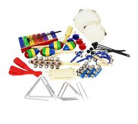 A-Star Kit de percusión de 35 piezas con recipiente de almacenamiento de plástico, dimensiones del juego de instrumentos musicales de aula de música
