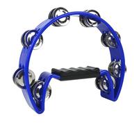 A-Star Pandereta de media luna corte de cascabel doble con mango de agarre ergonómico - cantantes, bandas, músicos, clases de música - azul