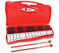 A-Star Xilófono Glockenspiel cromático soprano de 25 notas en estuche rojo con teclas negras/blancas y dos batidores de plástico - 2 octavas G5 a G7
