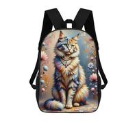 A Stylized, Realistically Detailed Image of A Fluffy Cat Sitting Upright, Wearing A Luxuri Mochila Escolar De Moda, Mochila Para Material Escolar, Mochila Impermeable Informal Para Hombres/mujeres 17i