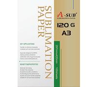 A-SUB Papel de sublimación A3, 297x420 mm, 100 hojas, 120 g/m², Compatible con la impresora de sublimación EPSON, SAWGRASS, RICOH, BROTHER