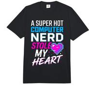 A Super Hot Computer Nerd Stole My Heart Amor Nerd |- Comfort Colors Adult Heavyweight T-Shirt