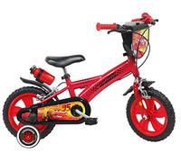 A.T.L.A.S. Bicicleta de 12'' Cars/MC Queen Equipada con 2 Frenos, Placa Delantera Decorativa, Guardabarros, Carcasa y estabilizadores portabidón Trasero niño, Rojo
