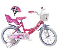 A.T.L.A.S. Bicicleta Infantil de 16 Pulgadas, para niña, Disney + Casco Minnie Incluido, Rosa y Blanco, idéntico a Las Fotos