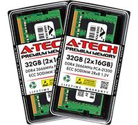 A-Tech Memoria RAM de repuesto de 32 GB (2 x 16 GB) para Synology D4ECSO-2666-16G, D4ES01-16G | DDR4 2666MHz PC4-21300 ECC SODIMM 2Rx8 1.2V actualización de memoria para NAS DiskStation, RackStation,