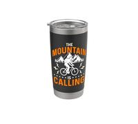 A The Mountain Is Calling le encanta el ciclismo todoterreno Bicicleta de montaña Vaso térmico de acero inoxidable de doble pared