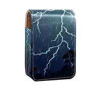 A Thunderstorm and Rain Night - Estuche portátil para lápiz labial, mini caja de almacenamiento de lápiz labial, estuche organizador de lápiz labial con espejo para mujer, Varios colores, 9.5x2x7 cm/3.7x0.8x2.7 in