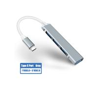 (A-Tipo C) Concentrador USB 3.0 de 4 puertos tipo C, divisor USB-C de alta velocidad, adaptador divisor